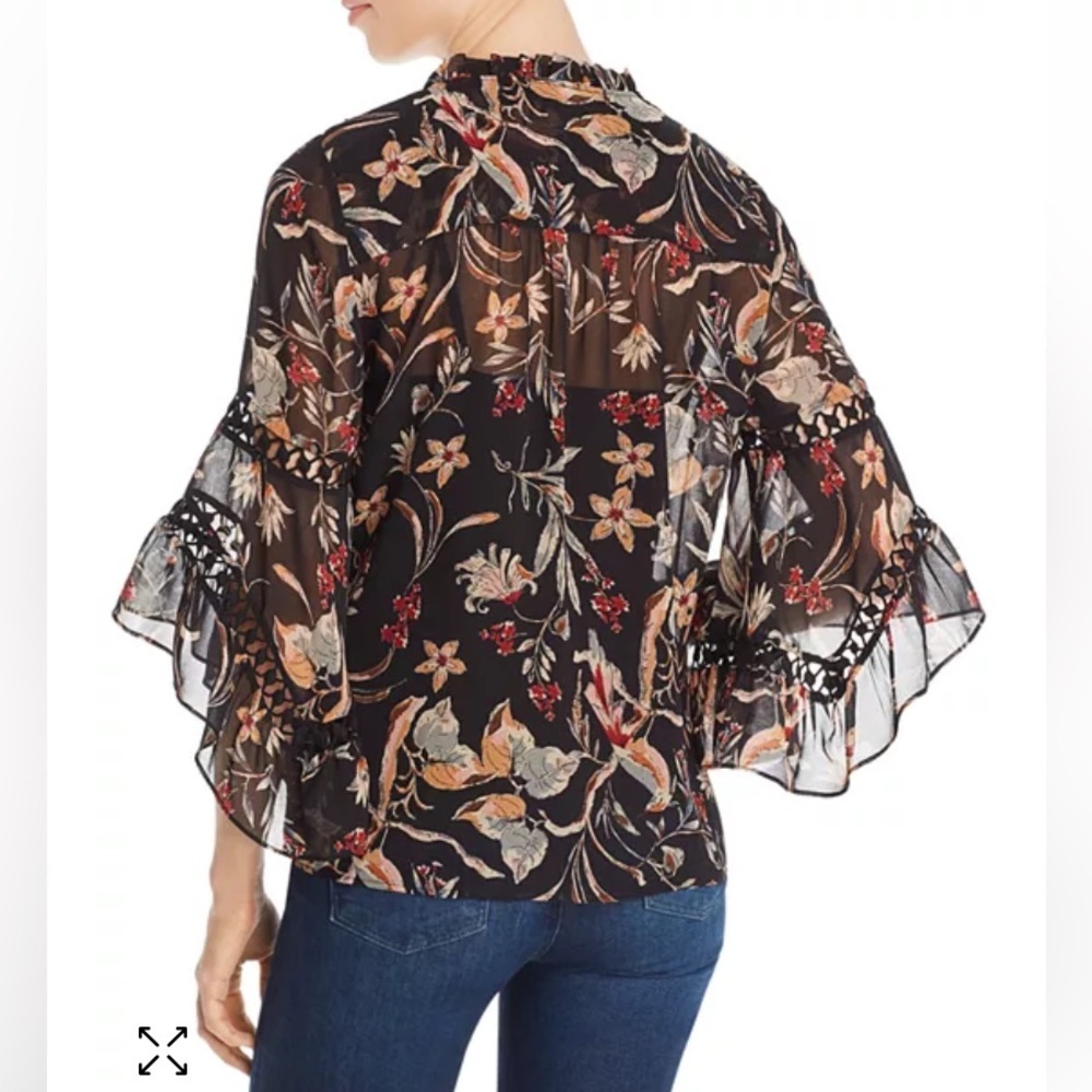 Anthropologie Daniel Rainn Boho Bell-Sleeve Crochet Tassel Peasant Blouse XS - Picture 3 of 13